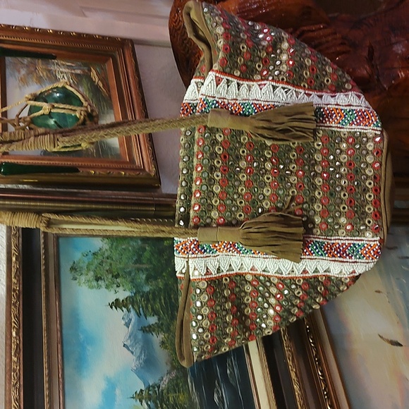 Boho Leather Bag Purse Shashi Revolve Anthropologie Long Tote Motoboho Festival - Picture 3 of 7